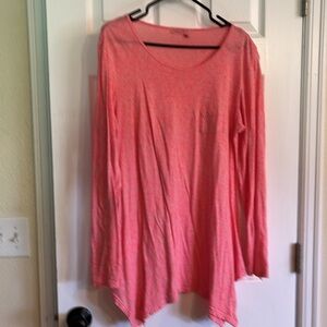 Fresh Produce Women’s Large Batik Pink Handkerchief Hem Cotton Tunic T-shirt